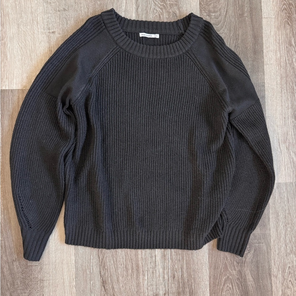 Pink Clover Black Crew Neck Sweater